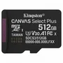 Kingston CANVAS Select Plus Tarjeta microSD 512GB Clase 10 UHS-I U3 V30 A1 Velocidad Lectura 150MB/s SDCS3/512GBSP